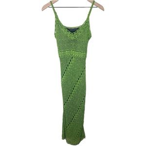 Karen Millen Vintage Sleeveless V-Neck Crochet Midi Dress - Green - Size 2